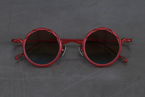 Rigards RG1100TI series pure titanium + beta titanium handmade glasses red frame bronze blue lens
